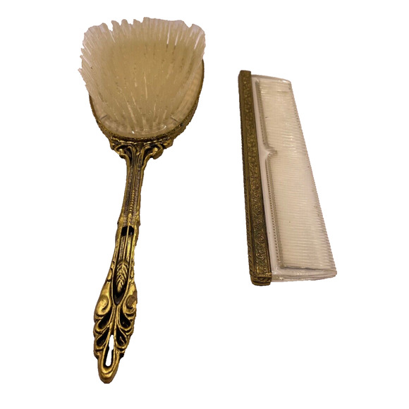 Made in USA Vintage Gemlite Art Deco Brush & Comb Set - Picture 5 of 16
